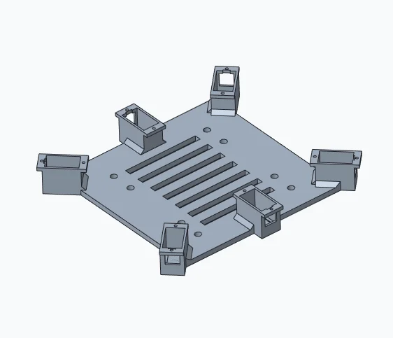 3D model of a mounting platform with mechanical brackets